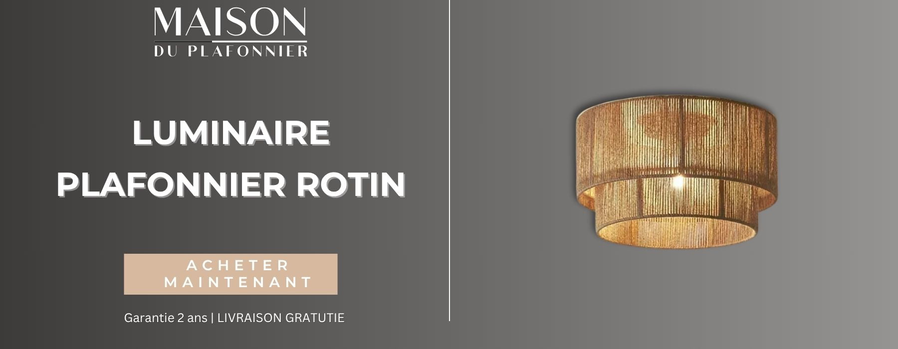 luminaire plafonnier rotin