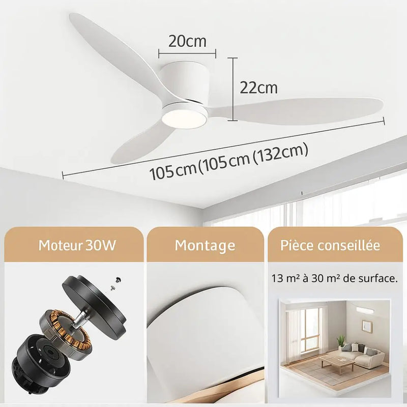 Plafonnier Ventilateur Moderne Noir - plafonnier