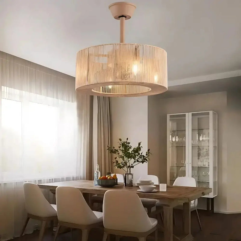 Plafonnier Ventilateur Rotin - plafonnier